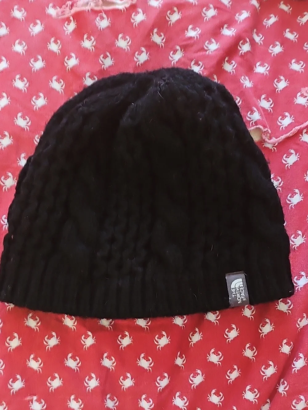 The North Face Black Cable-Knit Fold-Over Beanie